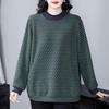 Plus Size Loose Jacquard T-Shirt Sweatshirt for 40-Year-Old Women - Warm, Versatile & Light