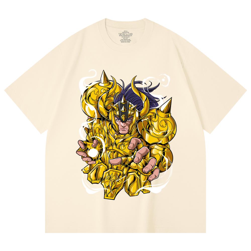 

230 г/м² 100% хлопок Saint Seiya V20 Телец Принт Унисекс Тяжелая хлопковая футболка XS абрикосовый