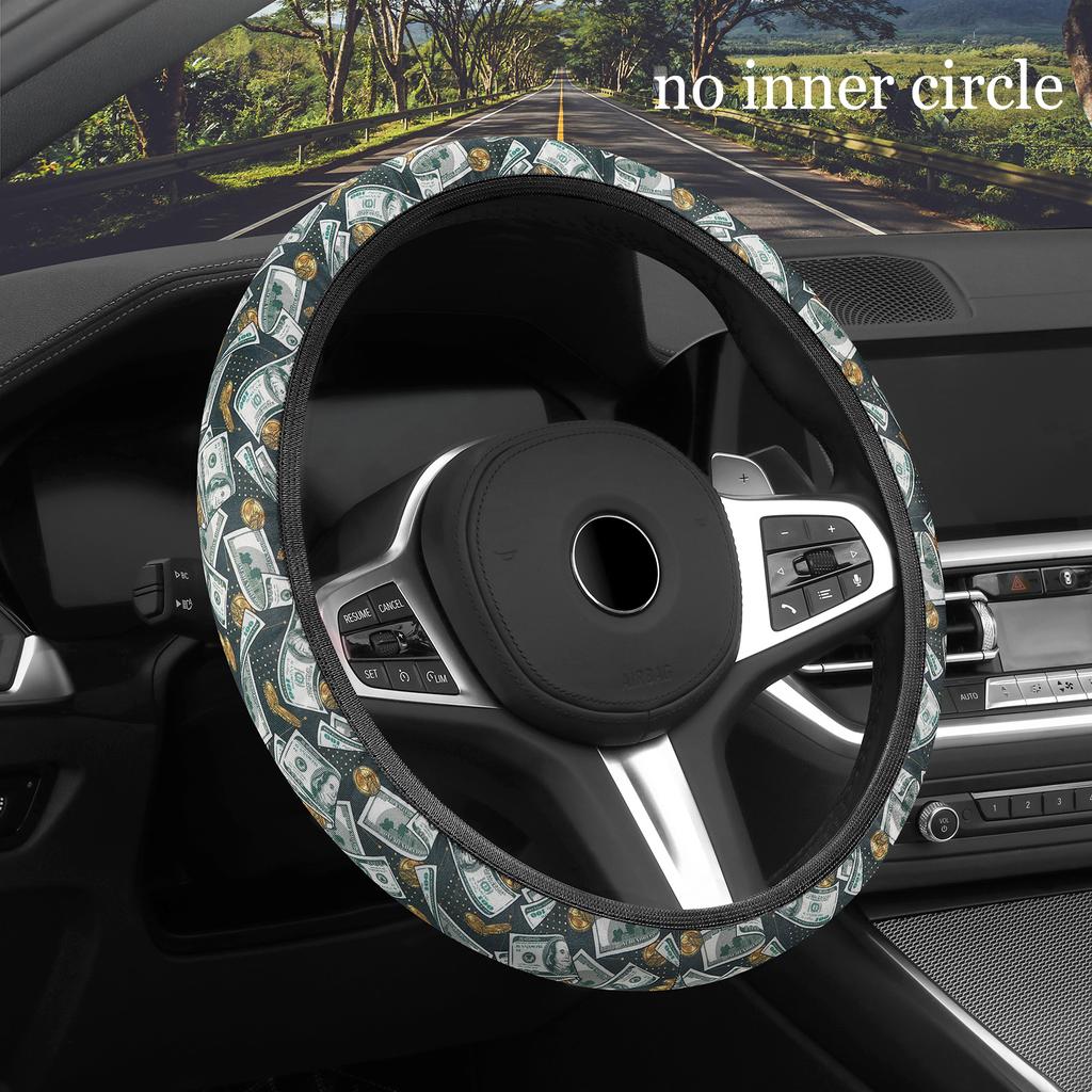Car Steering Wheel Breathable Non-Slip American Flag Print Car Steering Wheel Cover Handlebar Wrap No Inner Ring Needed