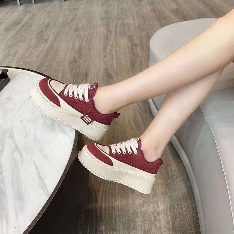 Women's Spring New Thick Baseplate Shoes Women's Shoes Versatile and High Student Sports and Leisure Shoes Women