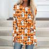 Women's Halloween Printed Long Sleeve Round Neck T-Shirt Mid-Length Casual Top