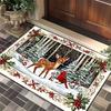 Christmas Deer Cardinal Bird Floor Mat Diatomaceous Earth Absorbent Bath Doormat Non‑slip Winter Snow Scene Rug for Entrance Bathroom Home Decor