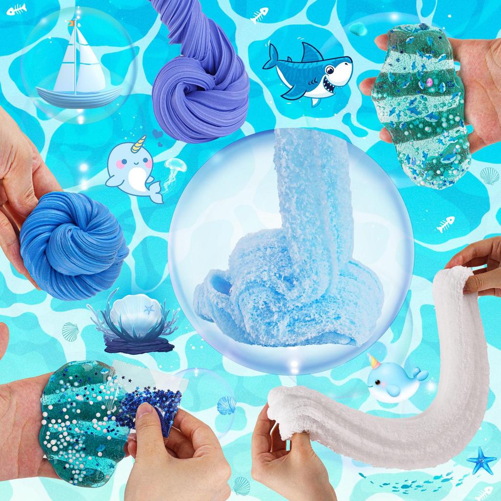 Festive Fluffy Cloud Slime Kit, Soft Stretchy Non-Sticky Crystal Mud, DIY Sensory Sludge for Holiday Stress Relief Gifts
