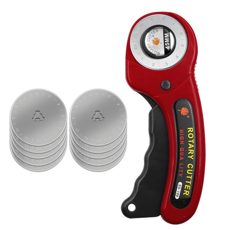 45mm Rotary Leather Cutter with Blades and Rubber Handle