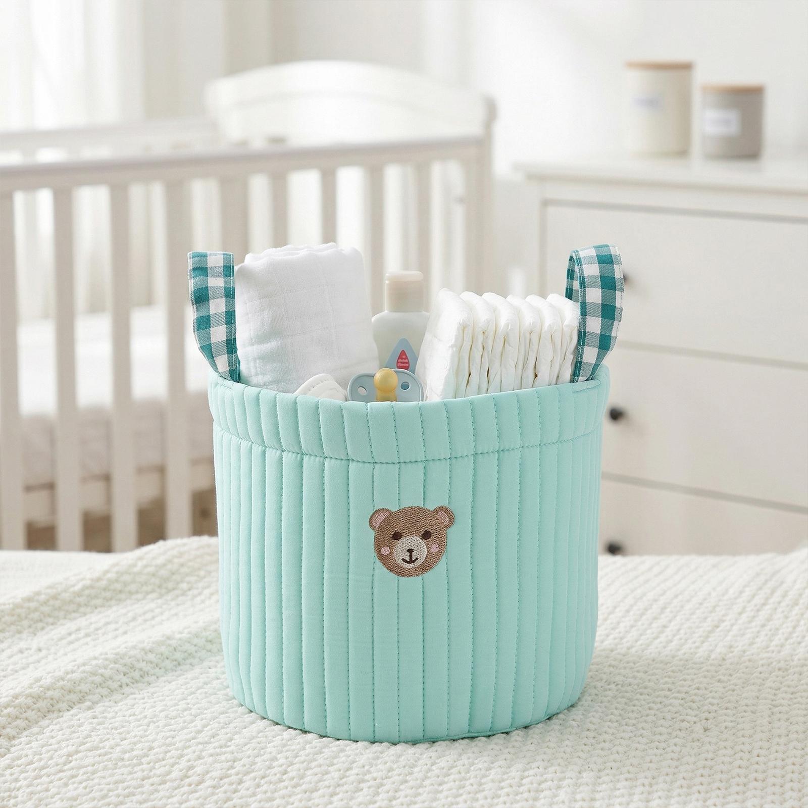 

Women Baby Diapers Bag Large Capacity Baby Essentials Organizer Hand-Held Quilted Storage Bucket for Diapers Small Clothes S