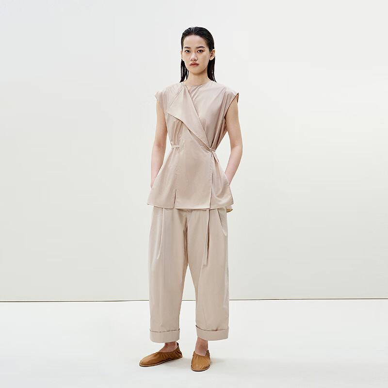 LESS 2025 Summer Cotton Straight-Leg Cropped Trousers