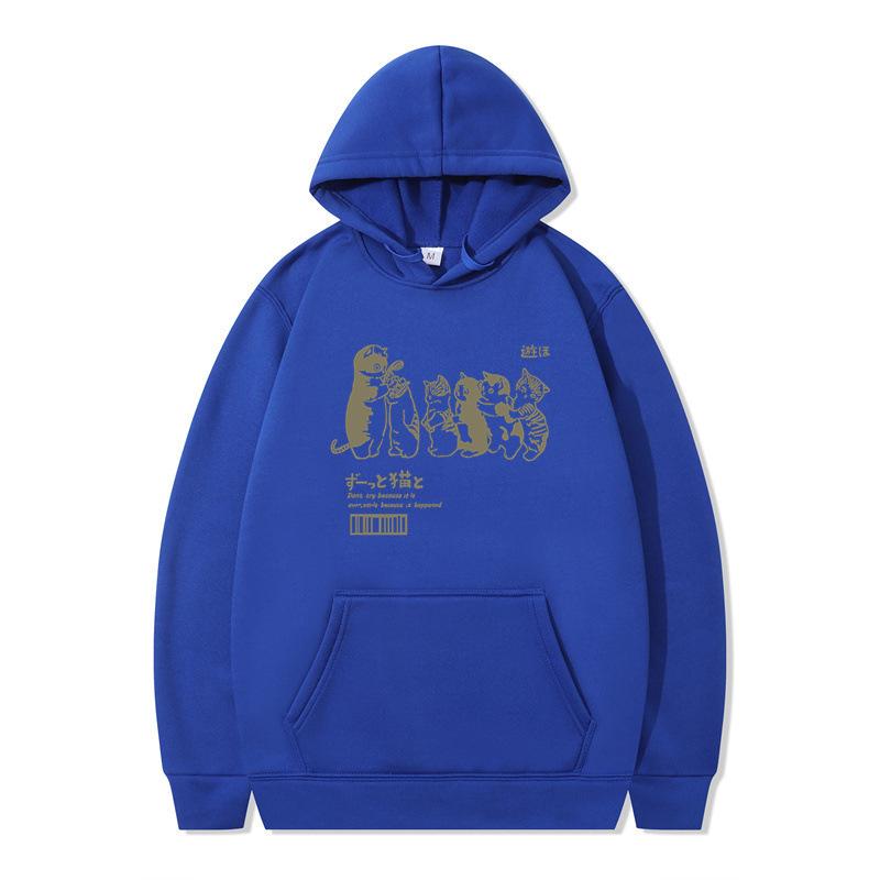 Autumn and Winter Hip Hop Cat Shower Street Printed Sweater Men