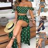 2024 European & American Summer Slim-Fit Strapless Bohemian Mid-Length Vintage Print Dress Set