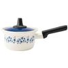 Fuji Horo 1970s Retro Enamel Milk Pan, 14cm, Induction Compatible, Memories Blue Flower Design