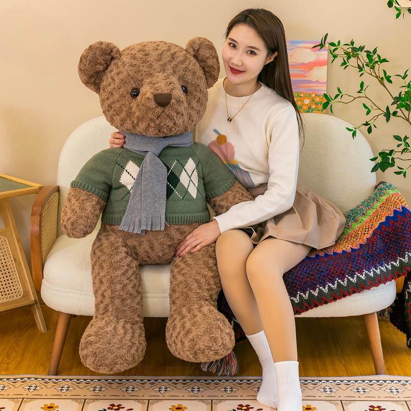 Scarf Sweater Teddy Bear Dolls Can Wear and Take Off Clothes, Bear Pillow, Girlfriend Gift, Bed Ornament Sling