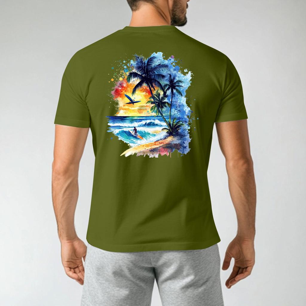 Men's Round Neck Casual Printed Short Sleeve T-Shirt