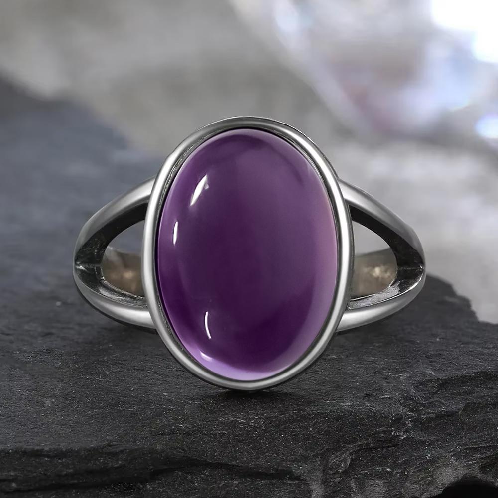 Sterling Silver Ring With Natural 10*14mm Moonstone Rings Oval Large Stone Vintage Fine Jewelry for Women Men