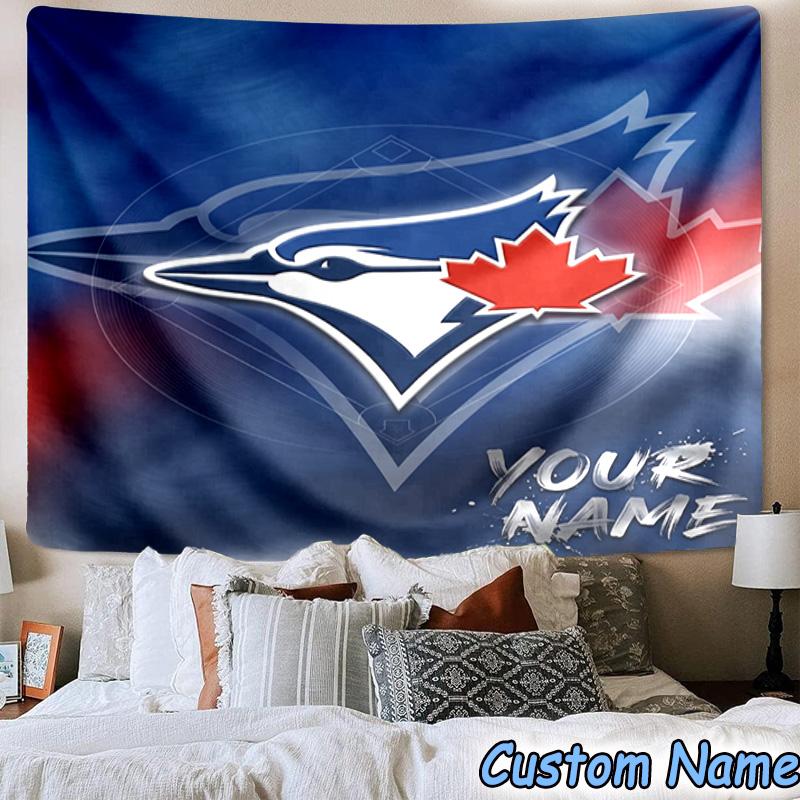 Custom Name Torontos baseball Printed Tapestry, for Bedroom,Livingroom, dormitory, Large Wall Decor, Fabric Decor Fan Birthday Gifts