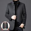 Men's Mid-Length Winter Wool Coat with Stand Collar, Detachable Down Liner, and Mink Fur Trim - Middle-Aged Fashion