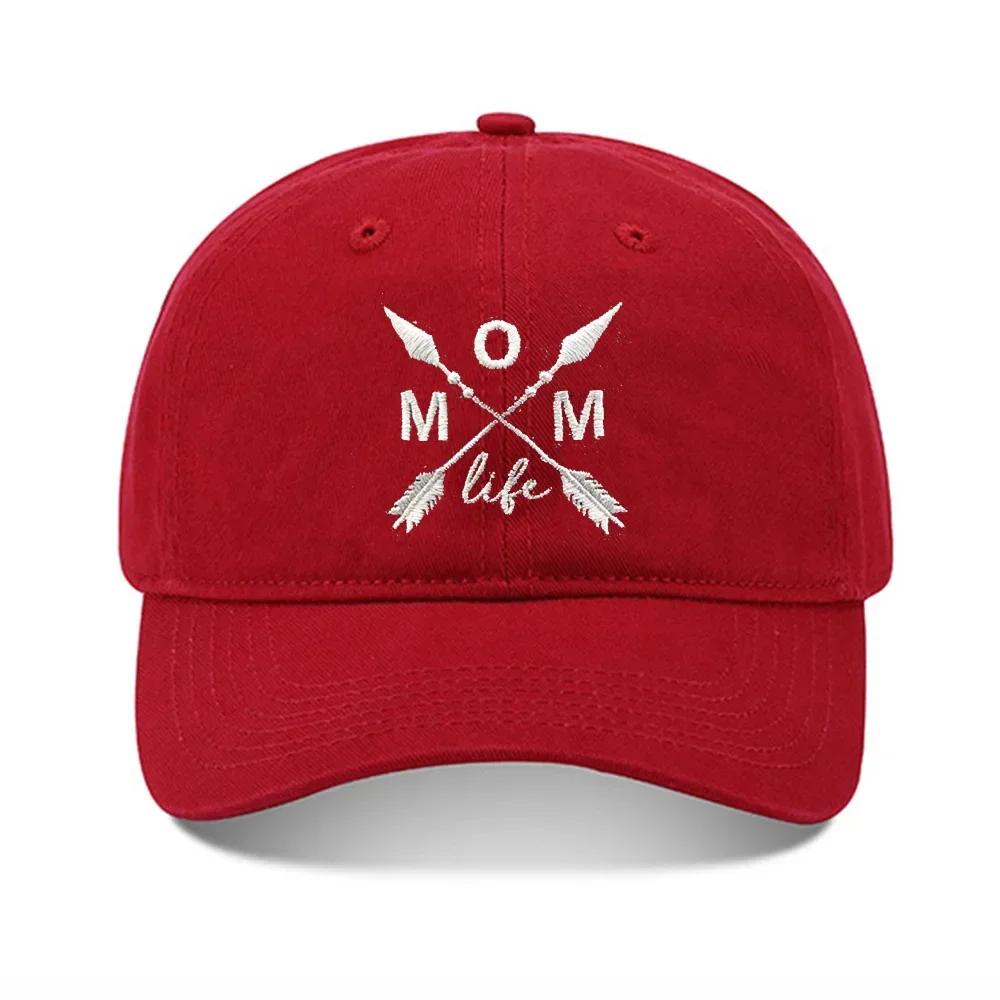 Lyprerazy Baseball Caps Mom Life Unisex Embroidery Baseball Cap Washed Cotton Embroidered Adjustable Cap