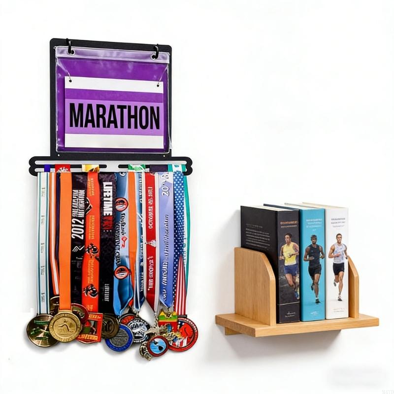 Medals Hanging Holder Wall Mounted Medals Hanger Sport Medals Display Rack for Gymnastics Race Soccer Swim Running M4YD
