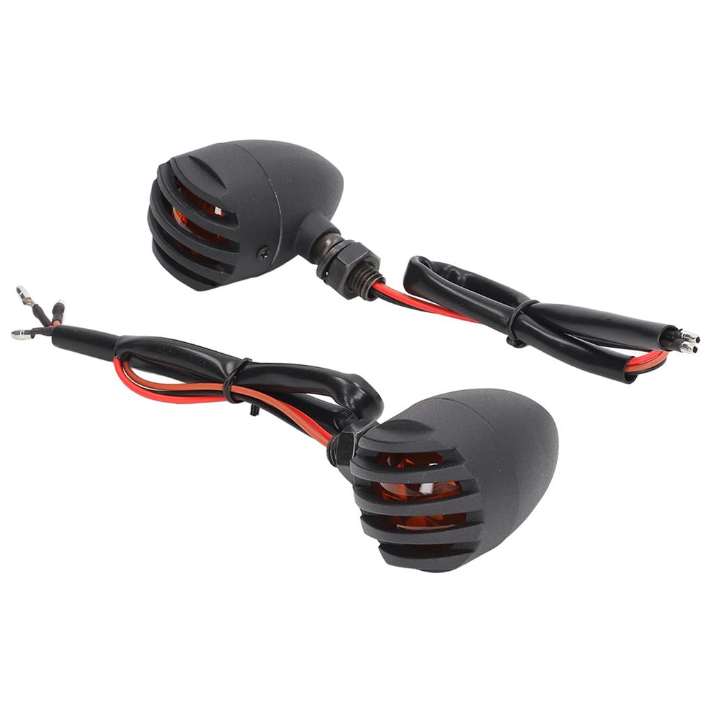 Pair Motorcycle Turn Signal Light with Grill Cover 3 Wires Retro 10mm Installing Hole Universal Replacement