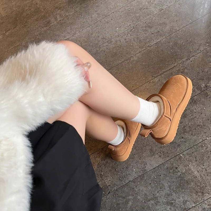 Zhou Dongyu of the same style~ Ziyanjia wool integrated warm thick-soled snow boots women's 2024 winter new short cotton shoes