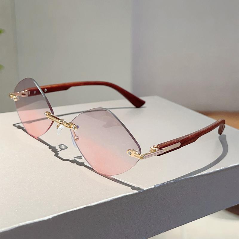 Rimless Rhombic Sunglasses Men Fashion Vintage Gradient Casual Shades Women Trendy Brand Design Outdoor Decor Sun Glasses