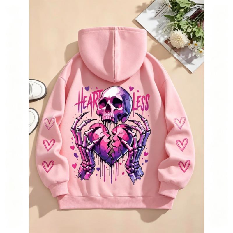 Hoodies for Boys Girls Casual Sweatshirt Kids Clothes Tops Long Sleeve Hoodie Shattered Love Skull Printed Hooded Pullover