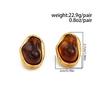 Salircon 5 Color Irregular Geometric Resin Stainless Steel 18K Gold Plated Stud Earring for Women Bohemia Y2K Jewelry Gifts New