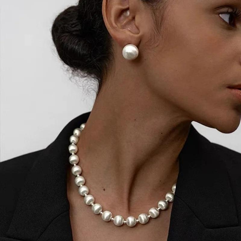 

Новые матовые бусины, ожерелье, серьги, кольцо, браслет, комплект, высокое качество, сложенная длинная цепочка для свитера, шариковые серьги, цепочка на ключицы, женская цепочка