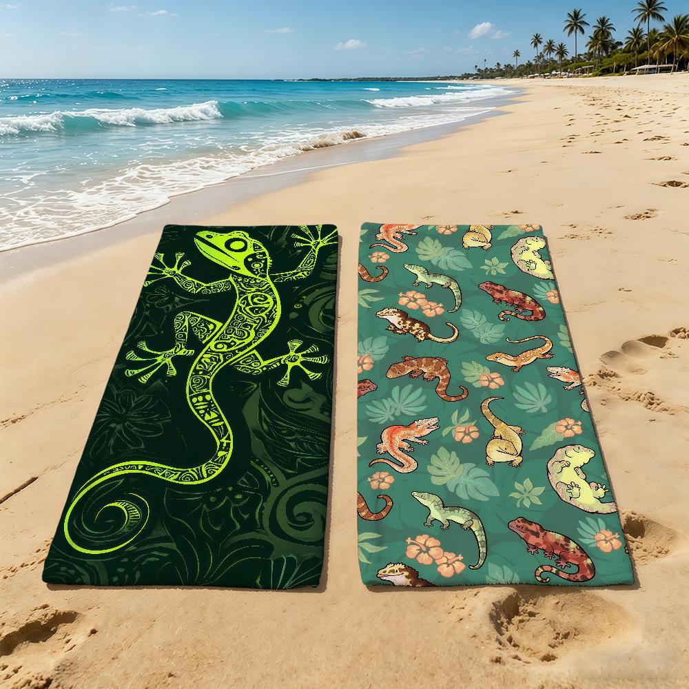 Cute Towel Animal Gecko For Outdoor Camping Leopard Beach Towel Super Absorbent Quick-Drying Summer Towel