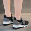 Korean Wedges Rhinestone Slip On Casual Shoes for Women Round Head Platform Running Shoes Fashion Zapatillas De Mujer Sneaker