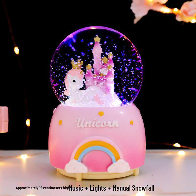 Crystal Ball 8-Note Music Box with Snowflakes and Light-Up Feature – Ideal Birthday Gift for Girls, Children, and Best Friends