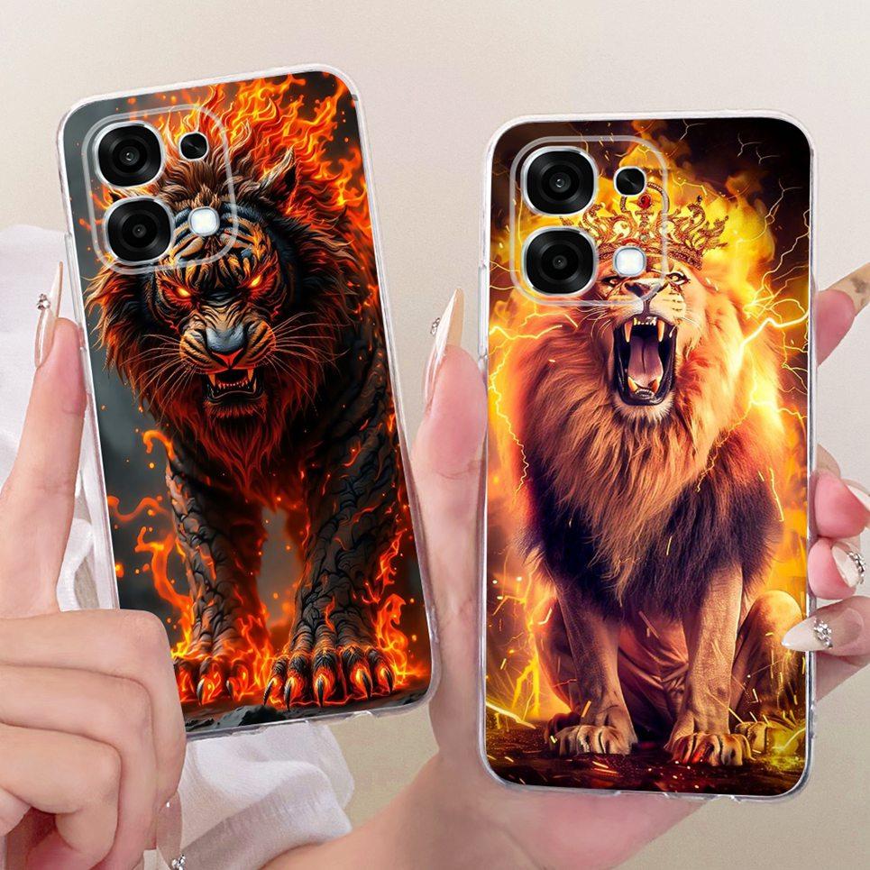 For Oppo A6 Pro 4G 5G Phone Case On Oppo CPH2799 CPH2781 Casing Cool Dragon Lion Tiger Cartoon Back Cover Clear Soft Silicone