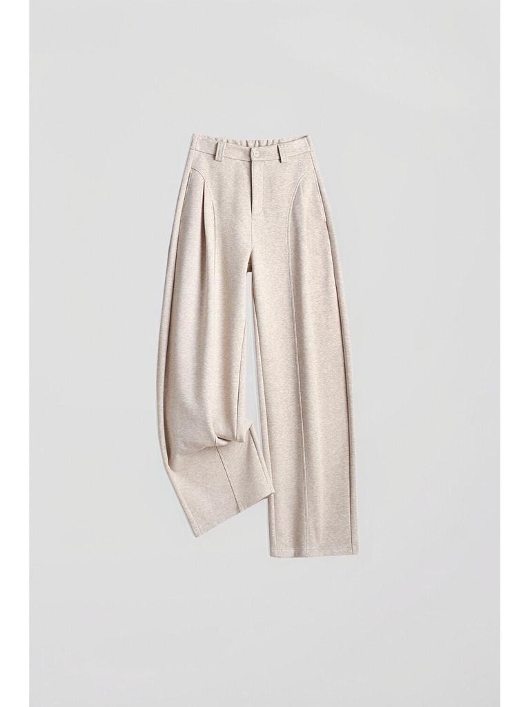 Mulberry Silk Wool Wide-Leg High Waist Pants for Women - Autumn/Winter Casual Drape with Velvet Lining.