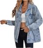 Women's Oversized Ripped Denim Boyfriend Jacket