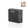 160W Multi-Port Fast Charger: 3 USB + 3 Type-C, EU/UK Plug, Compatible with Apple, Huawei, Xiaomi