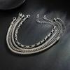 SHIXIN 4pcs/set Trendy Silver Color Cuban Chain Bracelet Men Hip-hop Adjustable Multi-layer Twisted Chain Bangle Male Jewelry