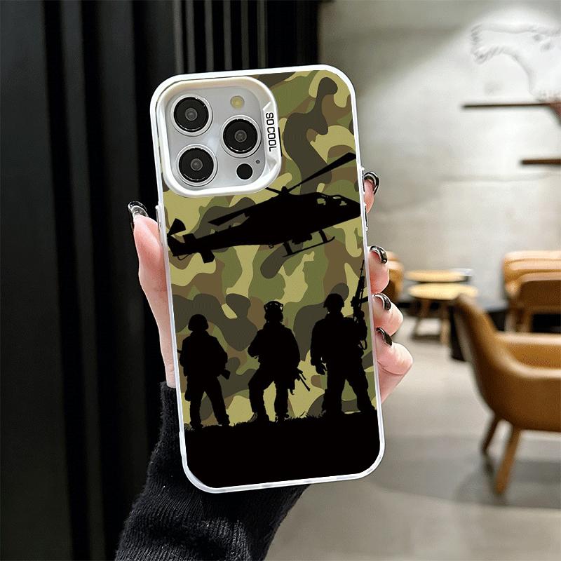 Camouflage Military Pattern Shockproof Phone Case for iPhone 17 Air 16 16E 15 Pro Max 14 Plus 13 Mini 12 Back Cover Anti Fall Fu