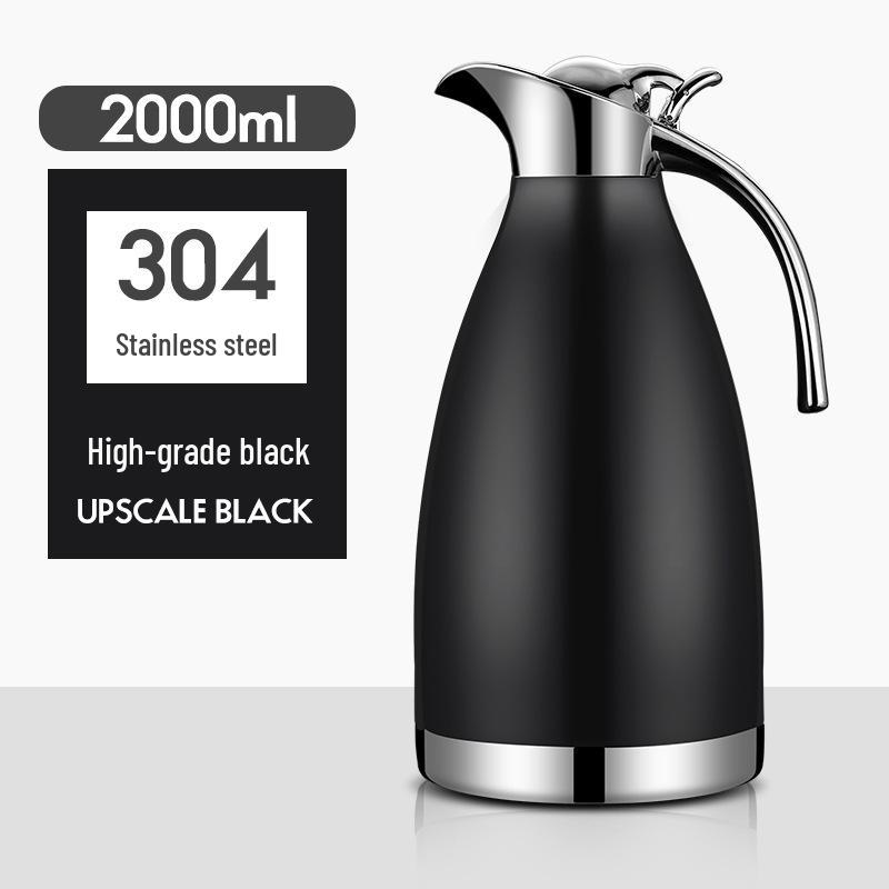 2L European-Style Insulated Vacuum Coffee Pot, 304 Stainless Steel - Keeps Drinks Hot or Cold