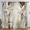 Cortinas con patrón de flores tridimensionales 3D de 2 piezas para sala de estar, juego de tratamiento de ventana con ojales en la parte superior para sala de estudio y decoración del hogar