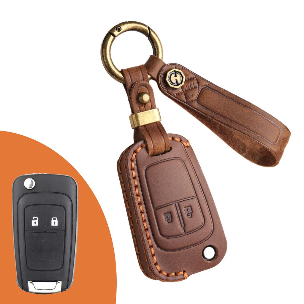 Car key cover is suitable for Buick folding key cover, Chevrolet car key bag, handmade leather.