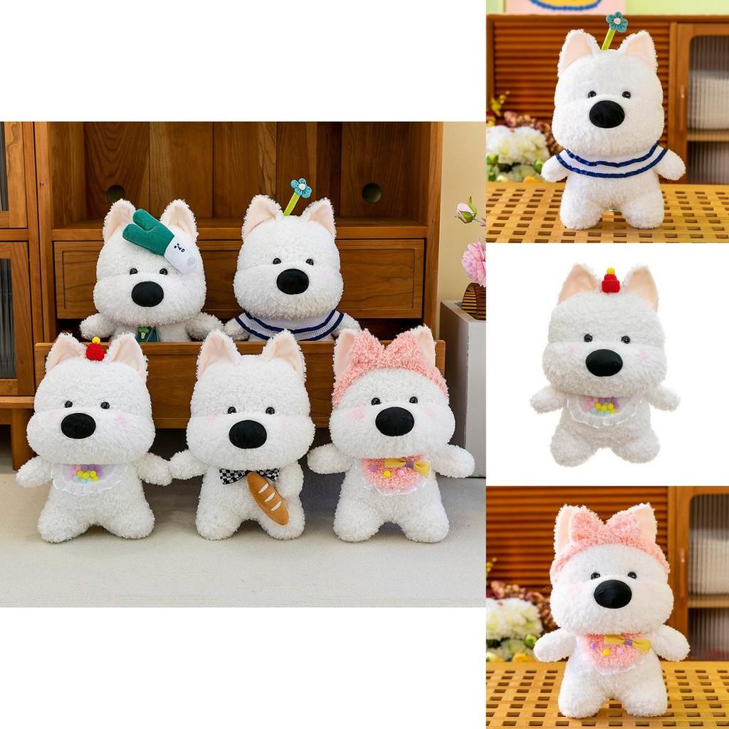 Adorable Fluffy West Highland Terrier Plush Toy With Cute Bow And Soft Texture