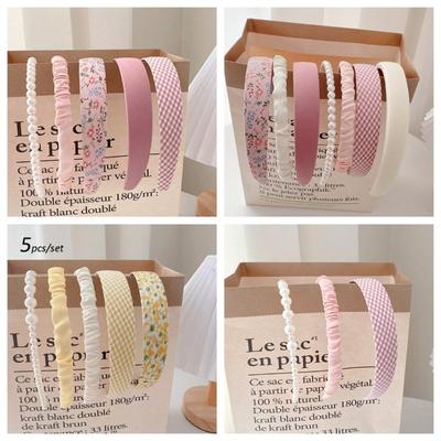 Einfaches kariertes Stirnband Damen Sommer Hoher Kopf-Oberteil-Stirnband Finishing-Haarnadel für zerzaustes Haar Druck-Haarnadel Damen Haaraccessoires