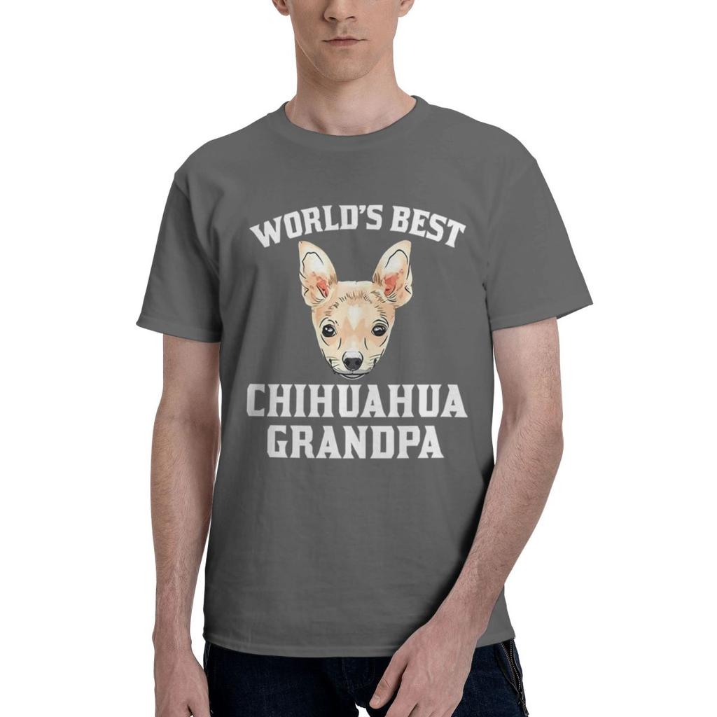 Chihuahua Grandpa 100 Cotton Casual Breathable Confortable Manga Mens Clothing Deals Man Clothes