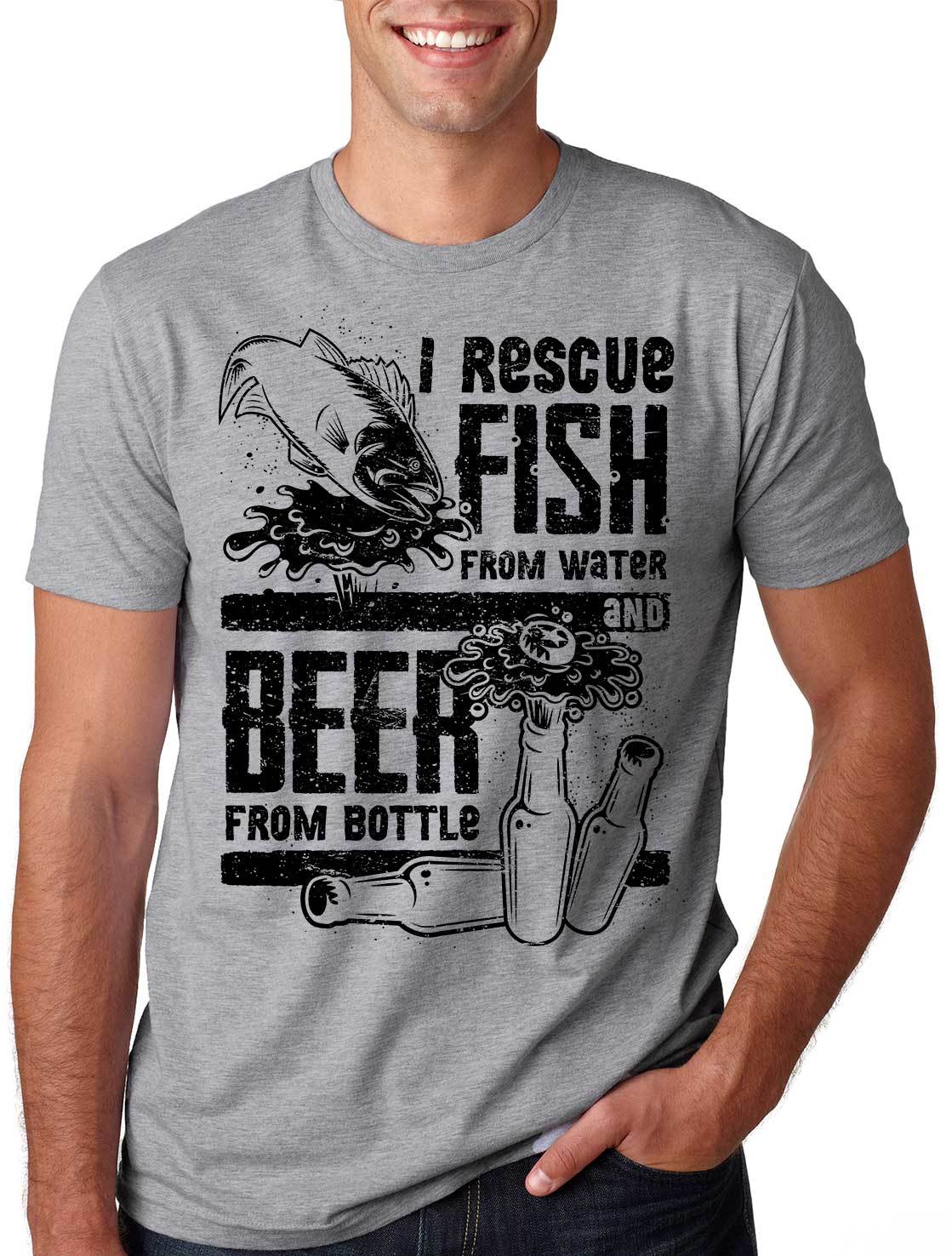 Funny Fishing Hobby T-shirt Camping Beer Vacation Tee Shirt Gift for Dad Tee M
