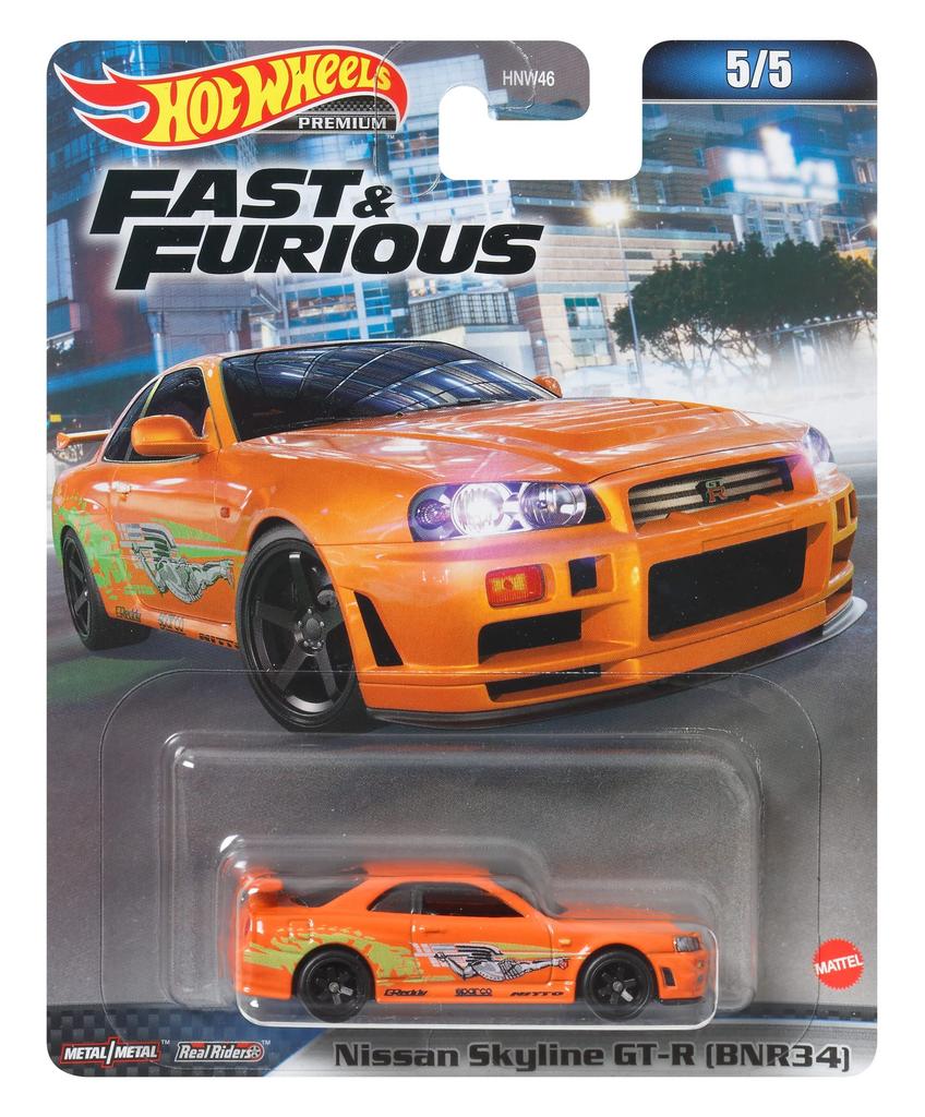Hot Wheels Szybcy i wściekli Nissan Skyline lata i HKD21 - GT-R (BNR34) [3 w górę]