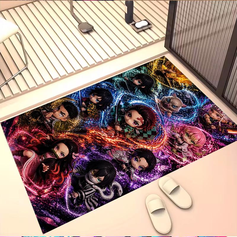 Demon Slayer Print Rug, Washable Floor Carpet, For Entryway Dorm Laundry Room Office Study, Home Decor Birthday Christmas Gift