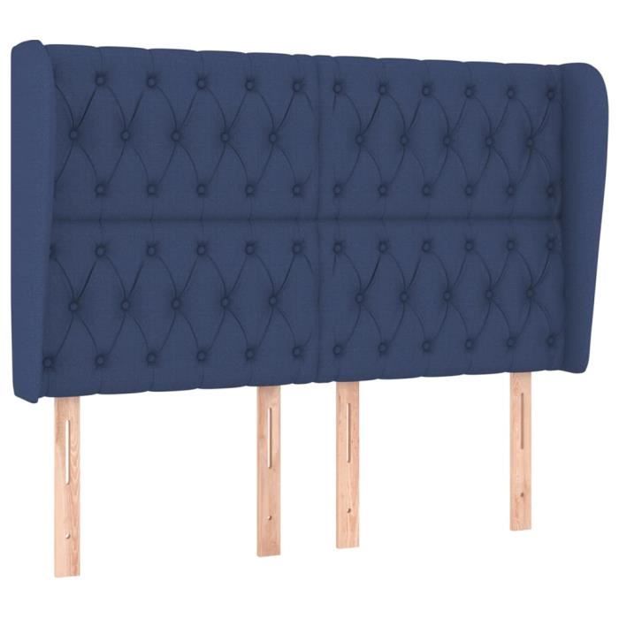 VidaXL Tête de lit avec oreilles Bleu 147x23x118-128 cm Tissu3118296