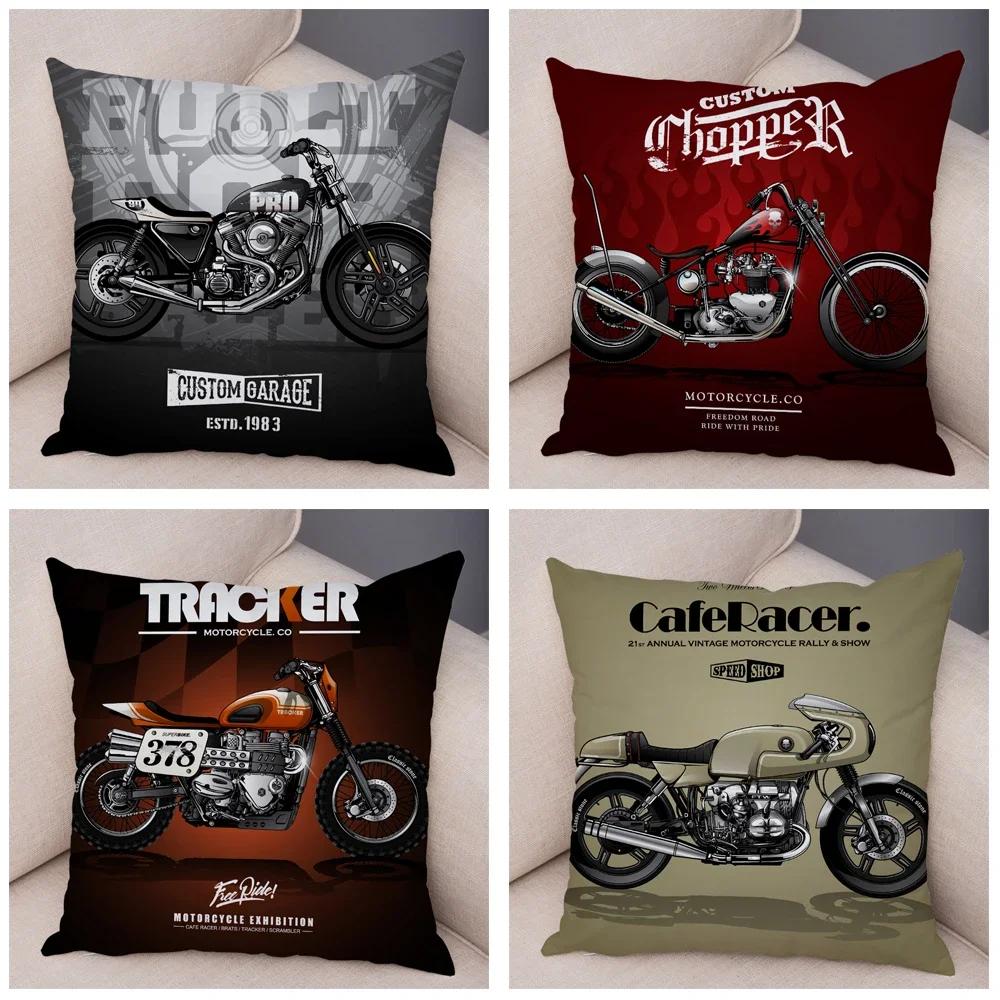 Super Soft Plush Cushion Cover 45x45cm Cartoon Motorcycle Pillowcase Decor Car Printed Pillow Case for Home Sofa Children Room