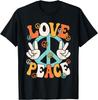 Love Peace Sign Hippie Groovy Retro Style Graphic Tee Casual Short Sleeve T-Shirt for Men