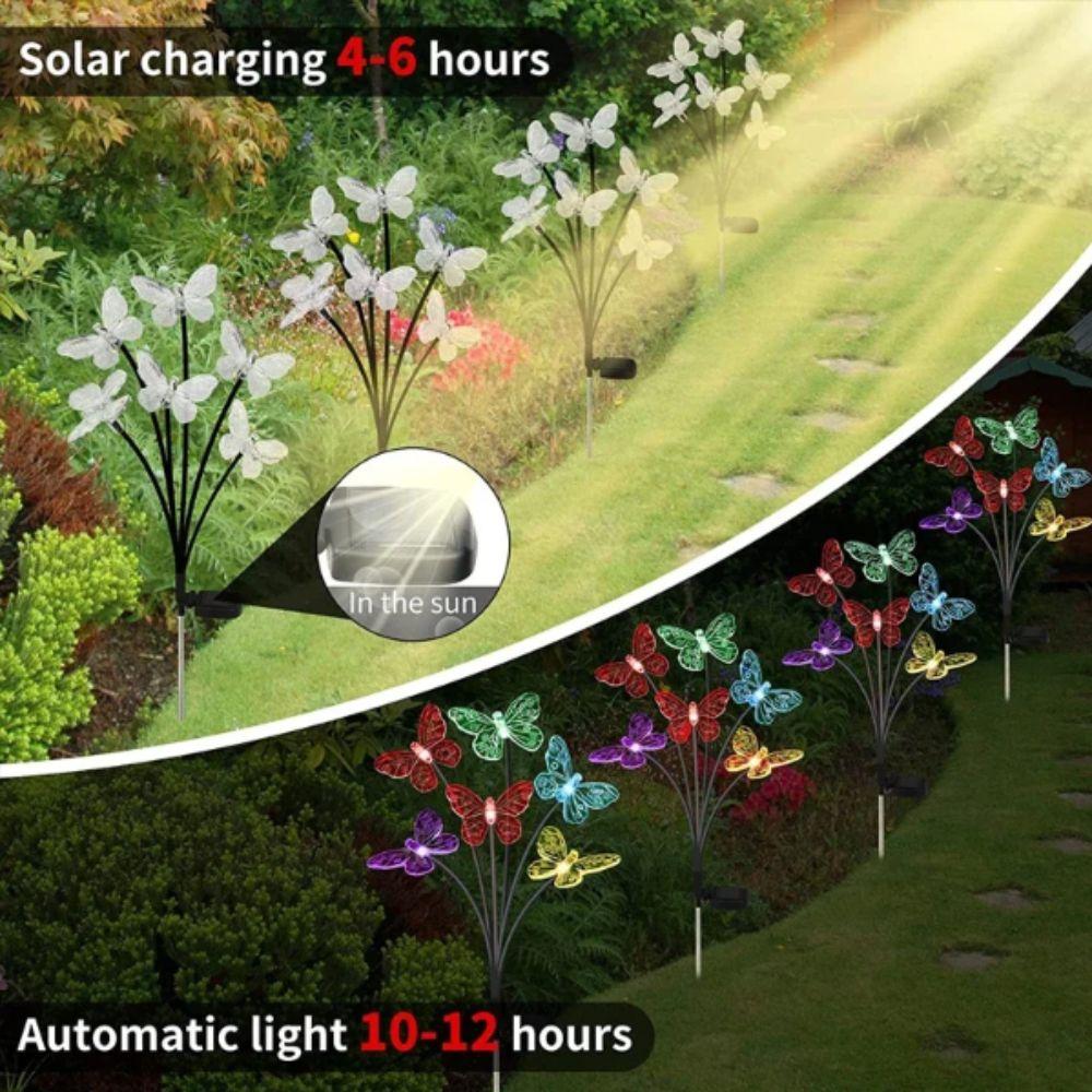 6 LED Solar Butterfly Lights Waterproof Garden Solar Lights Landscape LED Butterfly Lights Pathway