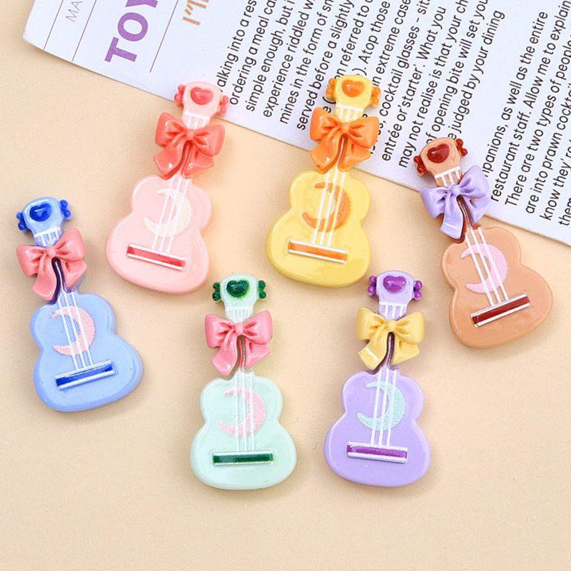 

10 шт. Новые милые смоляные гитары с плоской задней стороной, детали для домашнего декора, украшения для аксессуаров для волос