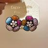 Silver Needle Cubic Zirconia Floral Stud Earrings - Elegant, High-End Fashion Accessory for Women